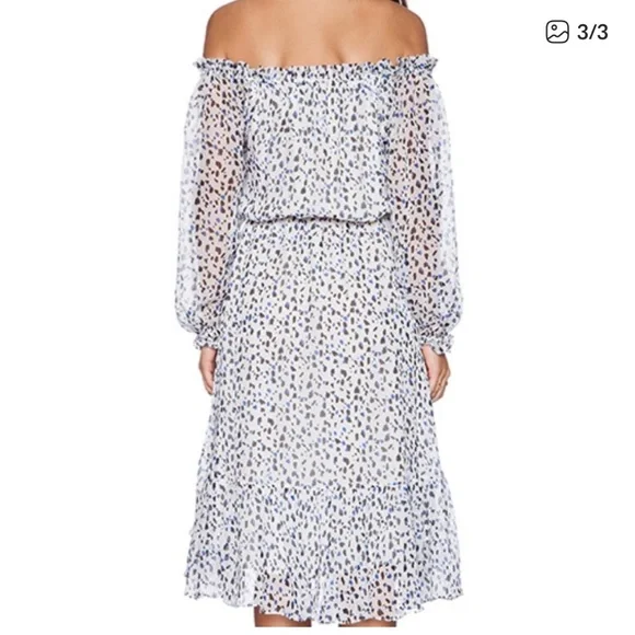 Dvf silk off the shoulder midi dress